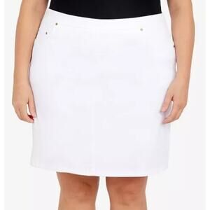 HEARTS OF PALM Plus Size Essentials Tech Stretch Pencil Skort in White